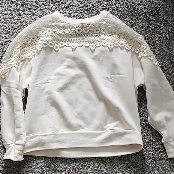NWOT Cream Clothing Lace Sweatshirt - Picture 2 of 5